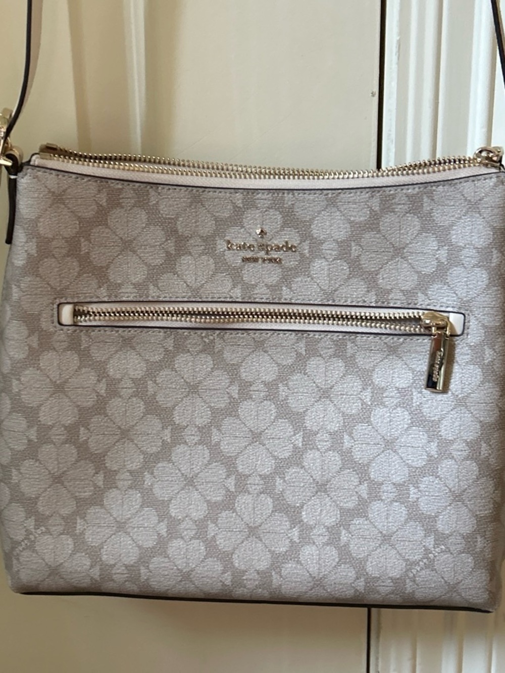 kate spade Light Gray Floral Logo Crossbody Bag